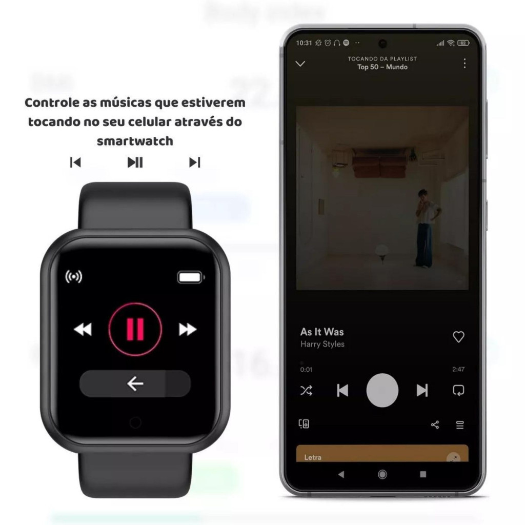 Smartwatch D20 relógio Colocar foto com tela hd y68 bluetooth com lembrete chamada monitor de frequência - Imagem 2